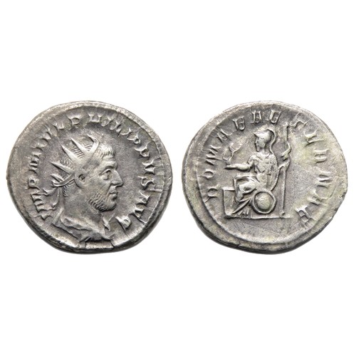 138 - Philip I Antoninianus. Rome, 245-7 AD. Silver, 4.52g, 23mm. Radiate bust right, IMP M IVL PHILIPPVS ... 