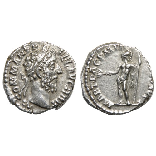 126 - Commodus Silver Denarius. Rome, 189 AD. Silver, 3.00g, 18mm. Laureate head right, L M COMM ANT P FEL... 