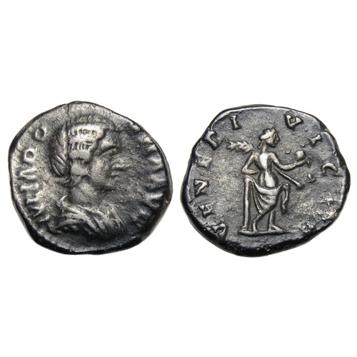 133 - Julia Domna Denarius. Rome, 194 AD. Silver, 18mm, 2.68g. Draped bust right, IVLIA DOMNA AVG. R. VENE... 