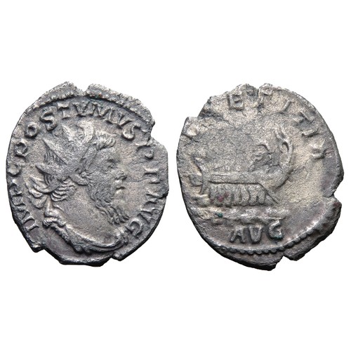 141 - Postumus Antoninianus. Cologne, 260-65 AD. Billon, 3.88g. 22.23 mm. IMP C POSTVMVS P F AVG. Radiate ... 