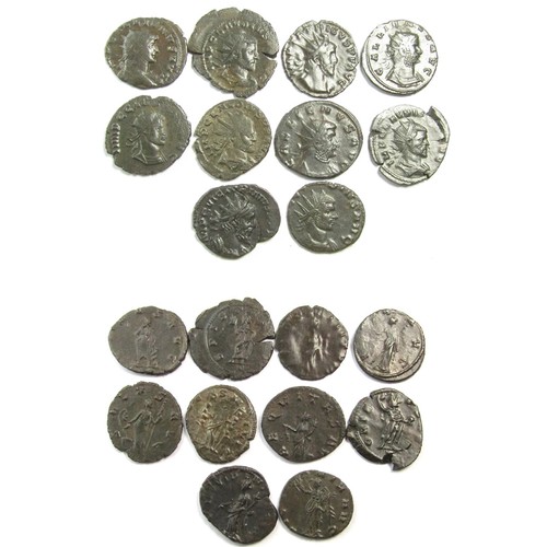 144 - Roman Antoninianii (10). Circa 3rd century AD. 19-21mm. Gallienus (4). Claudis II Gothicus (4), Tetr... 