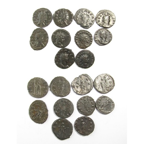 145 - Roman Antoninianii (10). Circa 3rd century AD. 19-21mm. Gallienus (6). Claudis II Gothicus (3) &... 