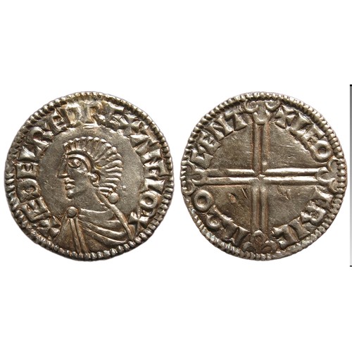 184 - Aethelred II, 978-1016 AD. Long cross type penny. Silver, 1.66g. 19.56 mm. +AEDELRED REX ANGLOX, bar... 