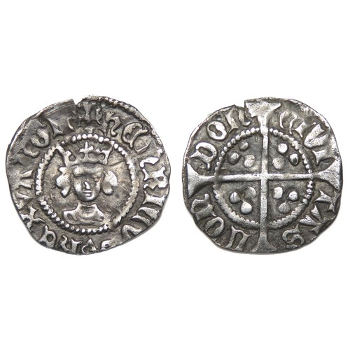 268 - Henry VI Silver Halfpenny. Pinecone-mascle issue, 1431-2/3. Silver, 0.45g, 13.10 mm. Crowned facing ... 