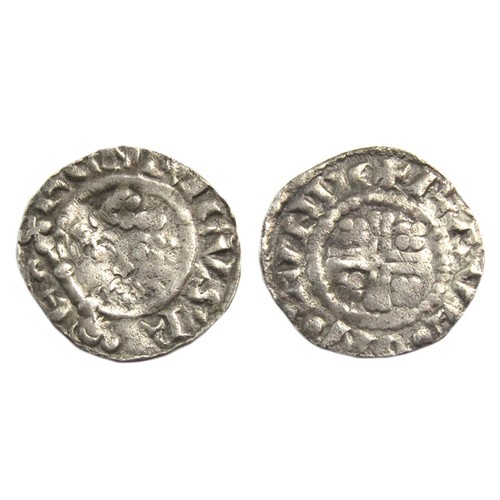 202 - Henry II Penny. Short cross coinage, 1180-89 AD. London mint. Silver, 1.3g. 20 mm. Crowned facing bu... 