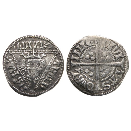 228 - Edward I Penny. Second Coinage, 1279-1302 AD. Dublin. Silver, 20mm, 1.09g. Crowned facing bust withi... 