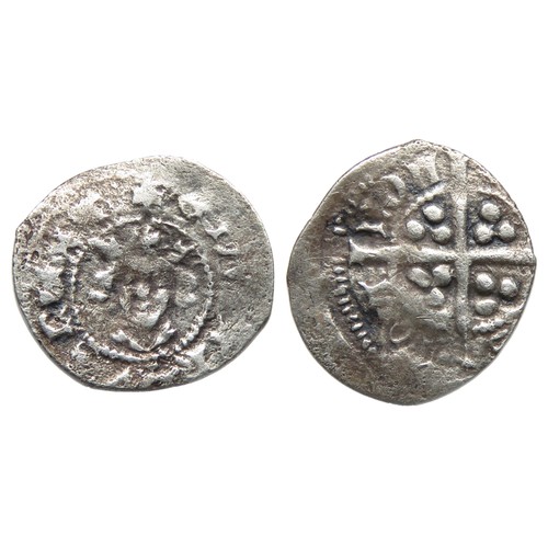 232 - Edward II Farthing. Circa 1307-27 AD. London. Silver, 14mm, 0.26g. Crowned facing bust, +EDWARDVS RE... 