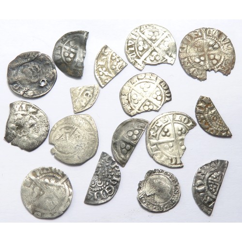 274 - 16 hammered silver coins, largest 20mm. To include, short cross cut fractions, pennies of Edward I &... 