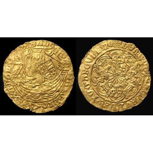 250 - Edward IV Half Ryal. First reign. Light coinage, 1464-70. Gold, 3.80g. 28.27mm. king with sword and ... 