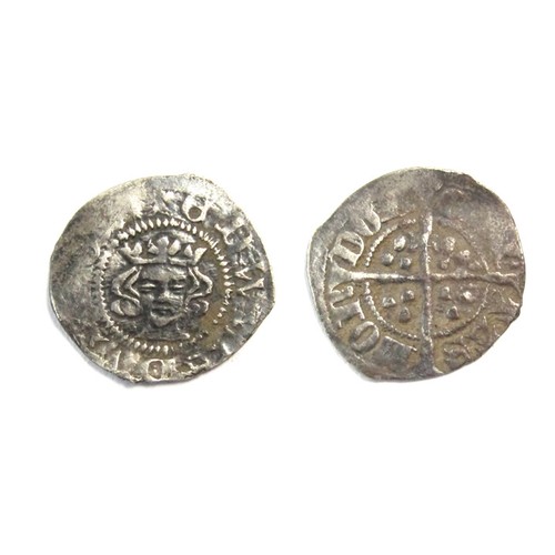 238 - Edward III Farthing. Florin Coinage, 1344-51 AD. Silver, 0.34g. 12 mm. Crowned facing bust, no jewel... 