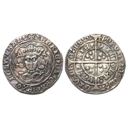 267 - Henry VI Groat. Pinecone-Mascle Issue, 1431-32/3 AD. Calais. Silver, 28mm, 3.66g Crowned facing bust... 