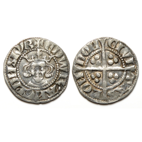 222 - Edward I Penny. New Coinage, 1279-1307 AD. Silver, 19mm, 1.41g. Crowned facing bust, +EDWR' ANGL' DN... 