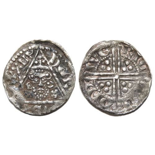 216 - Henry III Irish Penny. 1216-1272 AD. Dublin. Silver, 20mm, 1.18g. Crowned facing bust, hand holding ... 