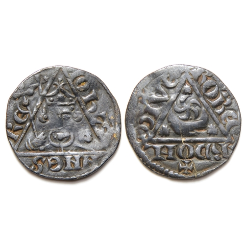 207 - John Irish penny. Third Rex Coinage, 1208-1211 AD. Silver, 18mm, 1.41g. Crowned facing bust, hand ho... 