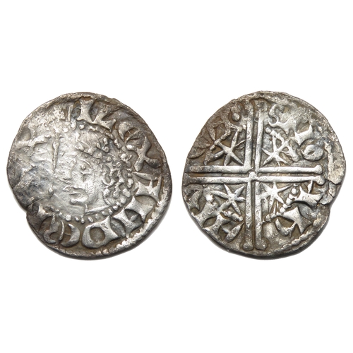 218 - Alexander III Penny. First Coinage, long cross and stars. 1250-1280 AD. Silver, 19mm, 1.30g. Crowned... 