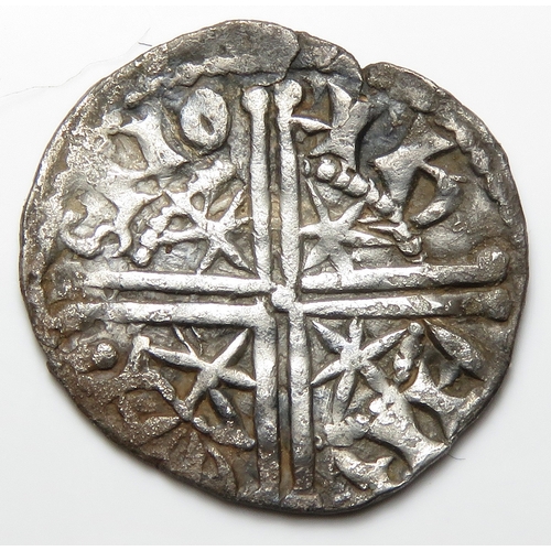 218 - Alexander III Penny. First Coinage, long cross and stars. 1250-1280 AD. Silver, 19mm, 1.30g. Crowned... 