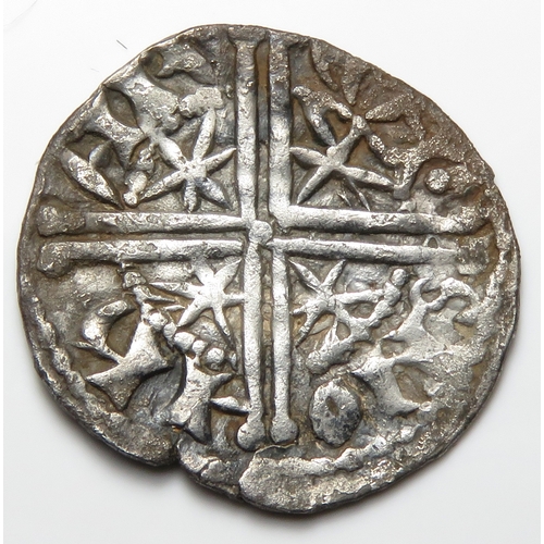 218 - Alexander III Penny. First Coinage, long cross and stars. 1250-1280 AD. Silver, 19mm, 1.30g. Crowned... 