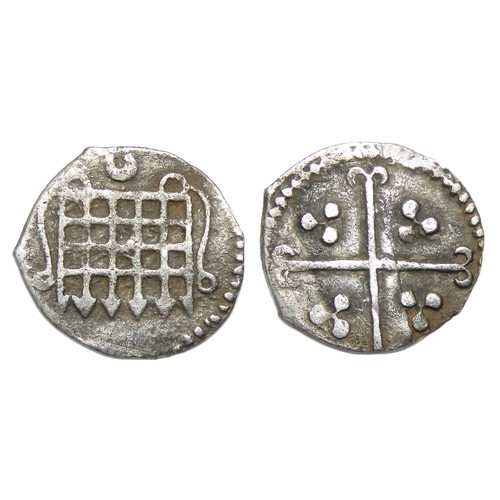 300 - Elizabeth I Silver Halfpenny. Sixth Issue, 1582-1600. Silver, 0.30. 10 mm. Portcullis. Reverse: Cros... 