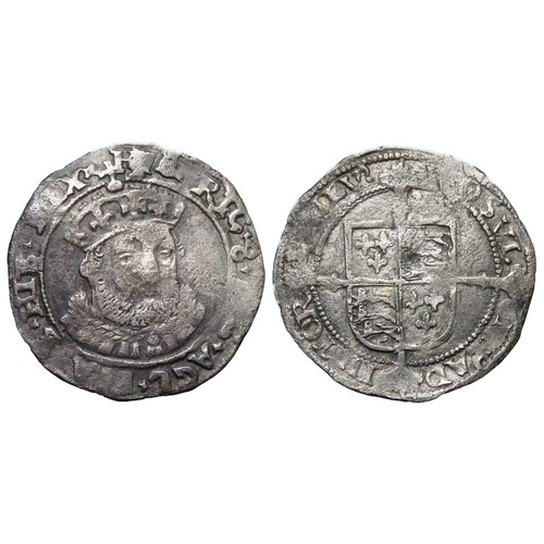 287 - Henry VIII Groat. Third coinage, 1544-47. Silver, 2.28g. 26.12mm. Crowned facing bust. R. Shield ove... 