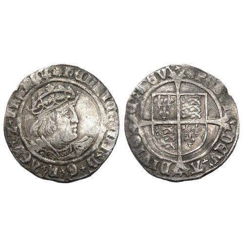 282 - Henry VIII Groat. Second Coinage, 1526-44. London. Laker bust D. Silver, 25mm. 2.61g. Crowned bust r... 