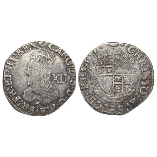 310 - Charles I Shilling. Circa 1625-49. Tower mint. Silver, 29mm, 5.95g. Crowned bust left, XII mark of v... 