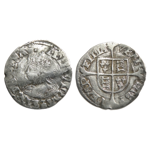 289 - Mary Penny. Circa 1553-54. Sole reign. Silver, 15mm, 0.38g. Crowned bust left, M D G ROSA SINE SPINA... 