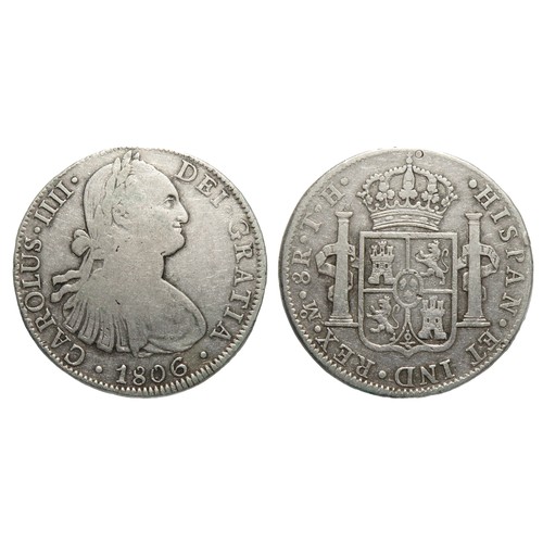 322 - Spain, Charles IV Eight Reales 1806. CAROLUS. IIII. DEI. GRATIA, Laureate bust in classic robes  rig... 