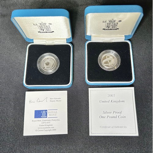 355 - Two Royal Mint Sllver Proof One Pound Coins (2). 2006, Sir John Macneill's Egyptian Arch Railway Bri... 