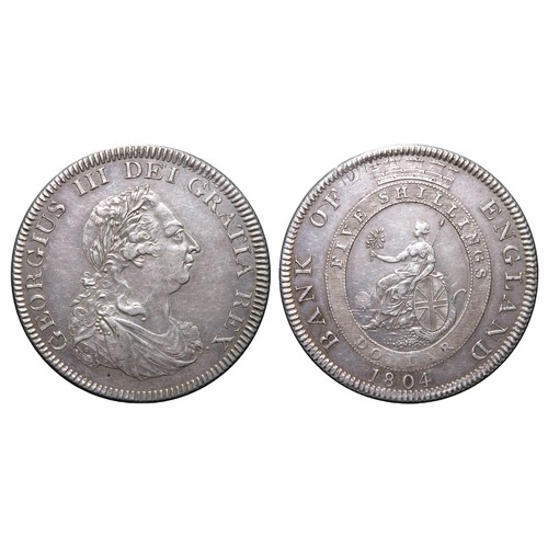 320 - George III One Dollar Bank Token. Bank of England Issue, 1804-16. Silver, 26.94g. 41mm. Laureate and... 