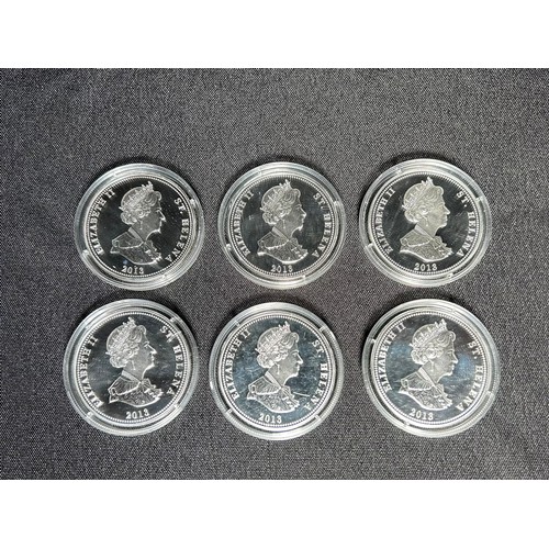 343 - The Napoleonic Wars Crown Set (6). Silver plated Cupro-nickle. 2013 St Helena commemorative colour p... 