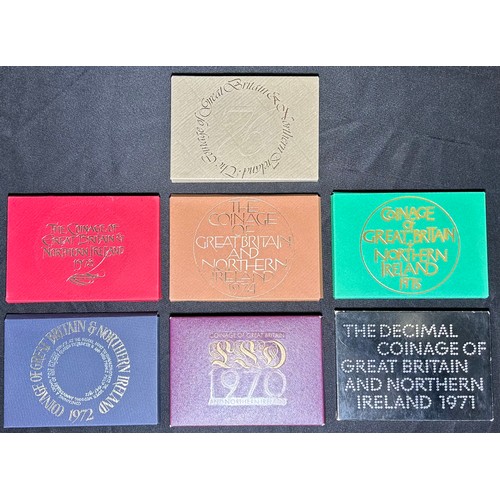 346 - Royal Mint British Coin Proof Sets (7). 1970, 71, 72, 73, 74, 75 and 1976 in presentation packs.