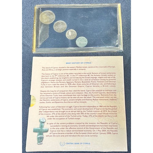 345 - Cyprus Uncirculated coin sets (2). The last Mil coins of the Republic of Cyprus 1981 and the First I... 