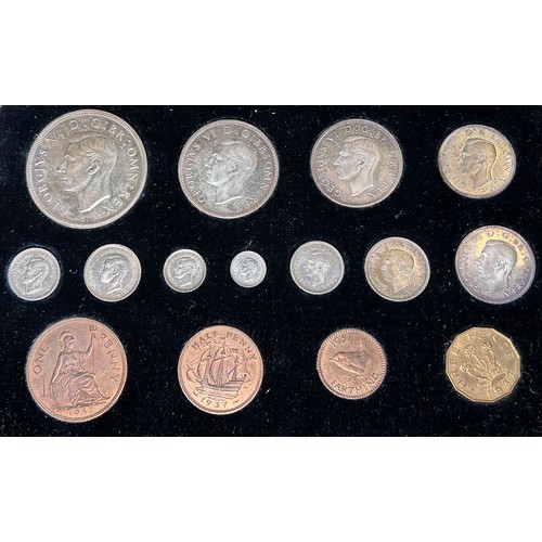 323 - George VI 1937 Specimen Proof Coin Set. This 15 coin proof set was issued to celebrate the King's co... 