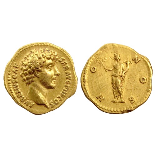 125 - Marcus Aurelius. As Caesar, AD 139-161. Gold Aureus. 20mm, 6.98g. Rome mint. Struck under Antoninus ... 