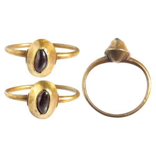 62 - Medieval Gold Gem Set Finger Ring. Circa 14th century CE. 2.90g. 25 mm, 19 mm internal. UK ring size... 