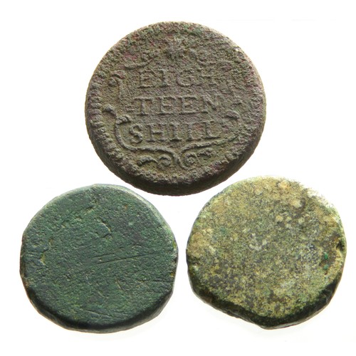 45 - Coin weight group including two medieval weights for Ryals or Rose Nobles, c. 15th - 16th century. L... 