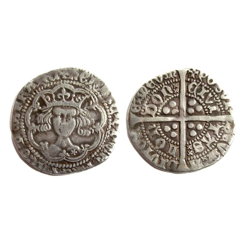 242 - Henry V Groat, 1413-22. London mint. 3.70g. 25.52mm. Crowned facing bust, Mullet on left shoulder. +... 