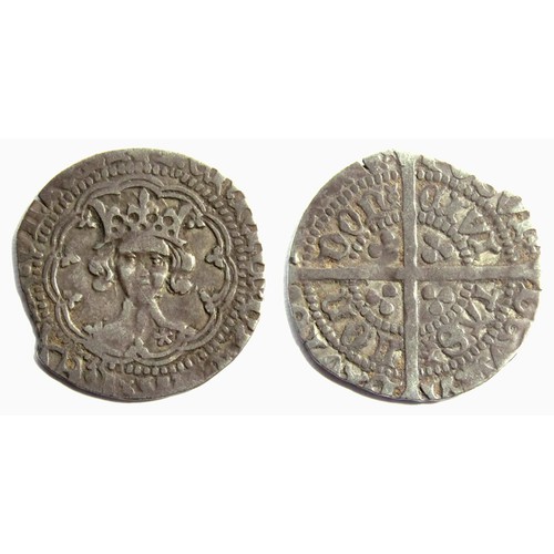 244 - Henry V Halfgroat, 1413-22. London mint. 1.71g. 20.19mm. Crowned facing bust, mullet on right should... 