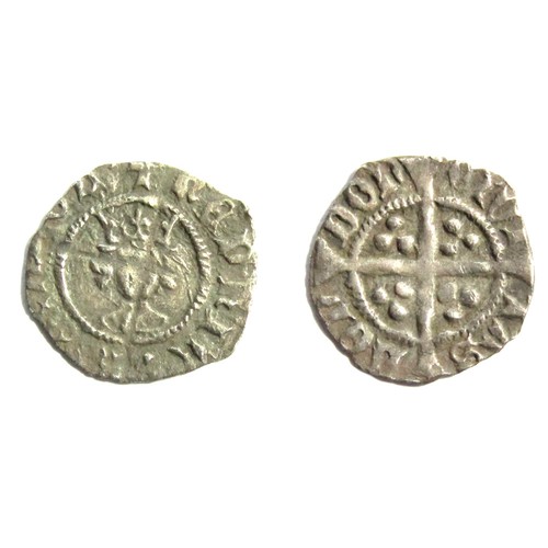 271 - Henry VI Halfpenny. Leaf-trefoil issue, 1436-8 AD. London. Silver, 0.47g. 14 mm. Crowned facing bust... 