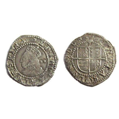 297 - Elizabeth I Halfgroat. Sixth issue, 1582-1600. Silver, 0.92g. 17mm. Crowned bust left, two pellets b... 