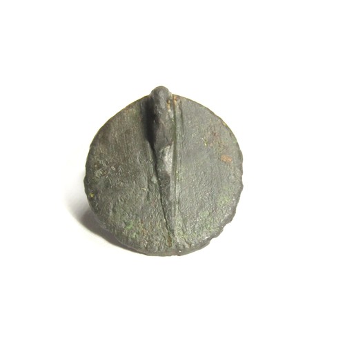 39 - Medieval Seal Matrix. Copper-alloy, 8.45g. 26 mm. Circa 14th century CE. A circular bronze matrix wi... 