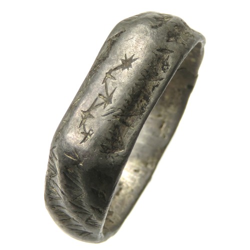 63 - Medieval silver-gilt iconographic style ring c. 15th century. Originally found in Suffolk, acquired ... 