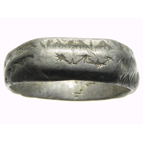 63 - Medieval silver-gilt iconographic style ring c. 15th century. Originally found in Suffolk, acquired ... 