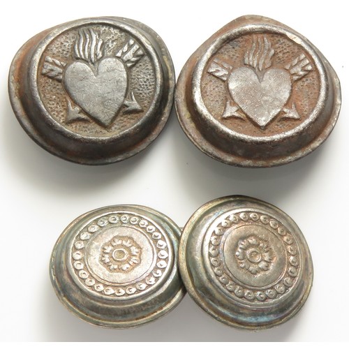 66 - 17th century silver buttons. Two 17th century buttons and a 19th century silver cufflink. 16mm diame... 