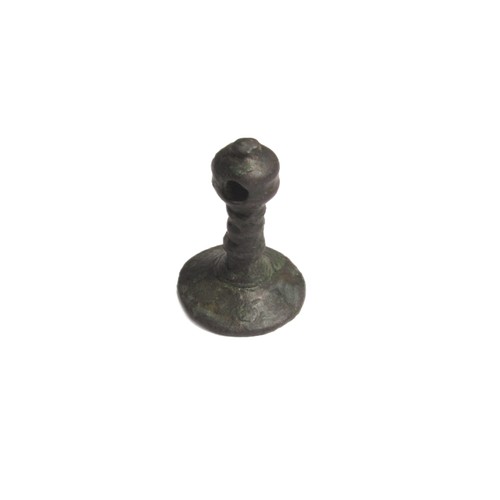 70 - 16th Century Bronze Seal Matrix. Copper-alloy, 23.38 mm. 11g. A chess-piece type matrice with collar... 