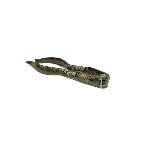 77 - Georgian Bronze Nut Crackers. Circa 18th century CE. Copper-alloy, 58.4g. 105mm. Decorated with punc... 