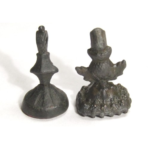 71 - 19th Century Fob Seals (2). 22-23mm. One has a shaft and handle in the form of a thistle and a green... 