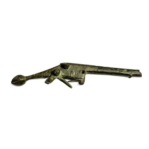 74 - 17th Century Toy Pistol. Circa 1620-40 CE. Copper-alloy, 44.13g. 115mm. Design 1, type 1, formed of ... 