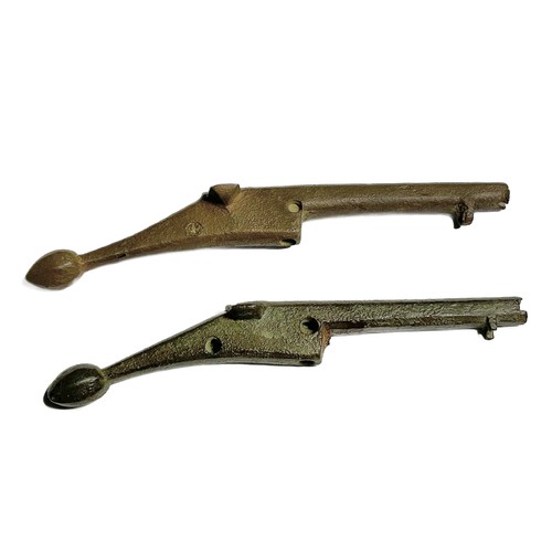 75 - 17th Century Toy Pistols (2). Circa 1620-40 CE. Copper-alloy, 112mm & 118mm. Both of design 1, t... 