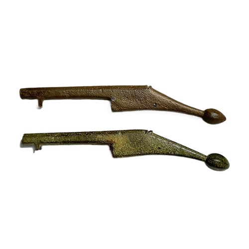 75 - 17th Century Toy Pistols (2). Circa 1620-40 CE. Copper-alloy, 112mm & 118mm. Both of design 1, t... 